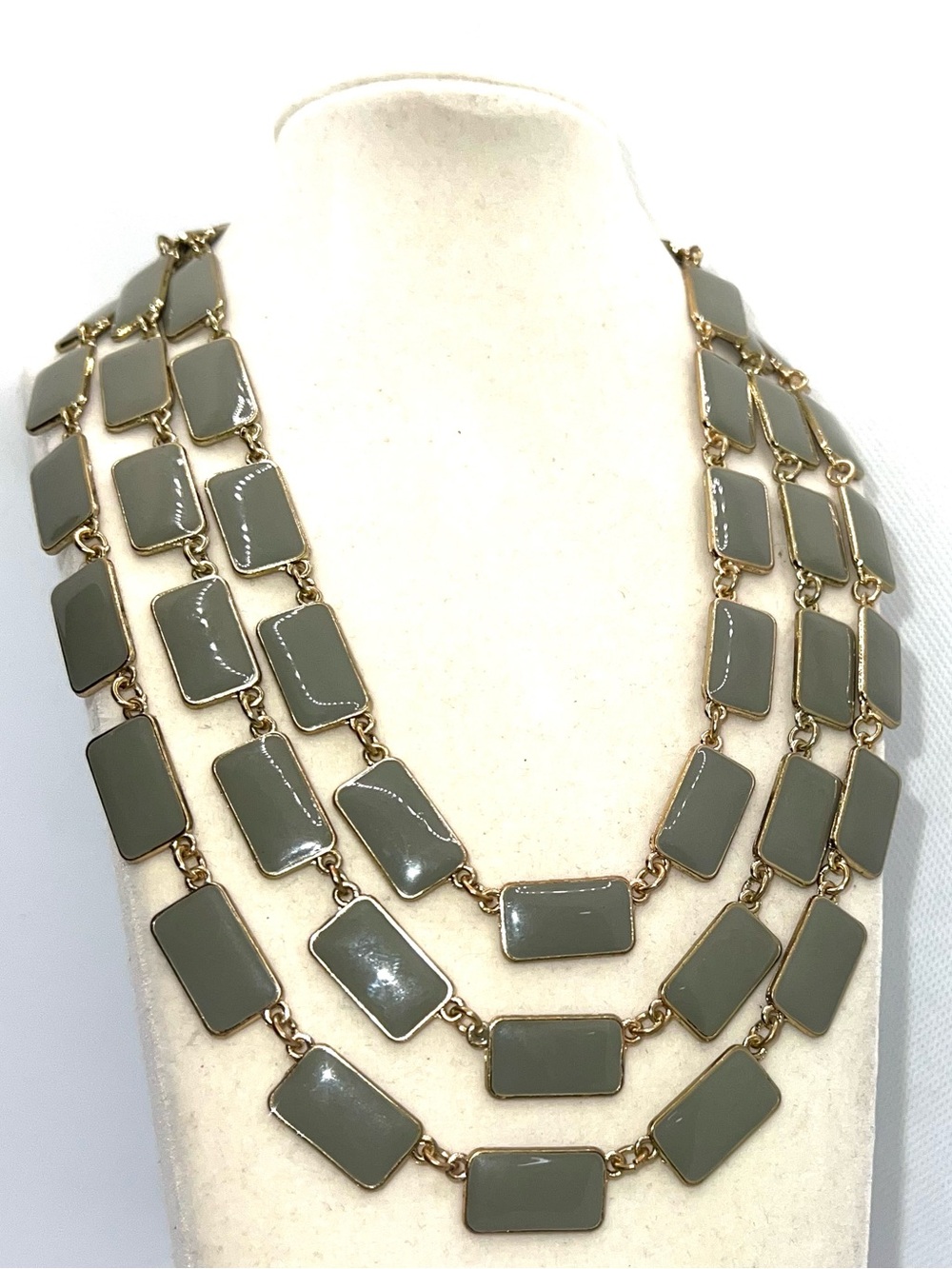 Multi-Strand Gray Rectangle Link Necklace - Women Jewelry